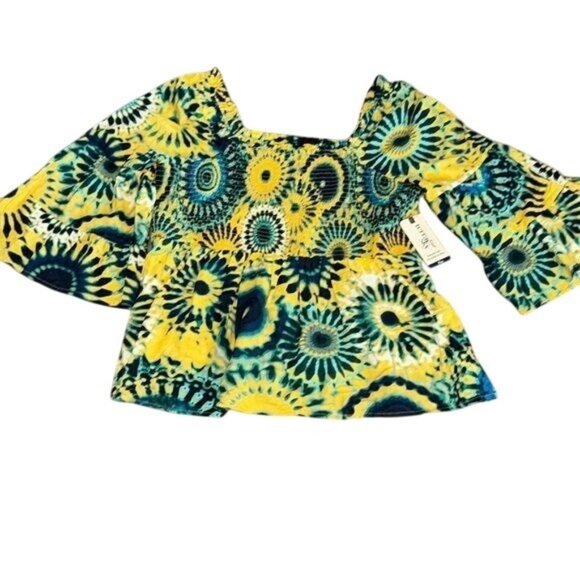 Terra & Sky Womens Boho Tie-Dye Smock Top 1X - Picture 1 of 9